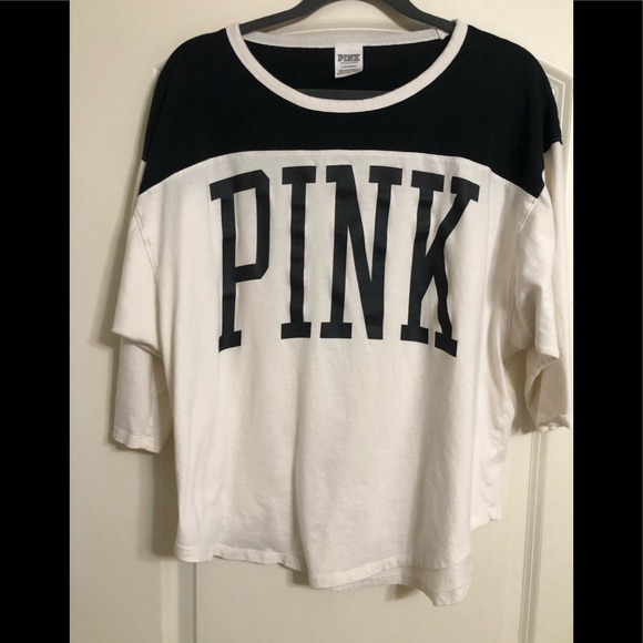 PINK Victoria's Secret Tops - ****SOLD*****Pink black white oversize top Size L